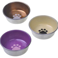 Van Ness Decorated Stainless Cat Dish, Color Varies, 8-oz