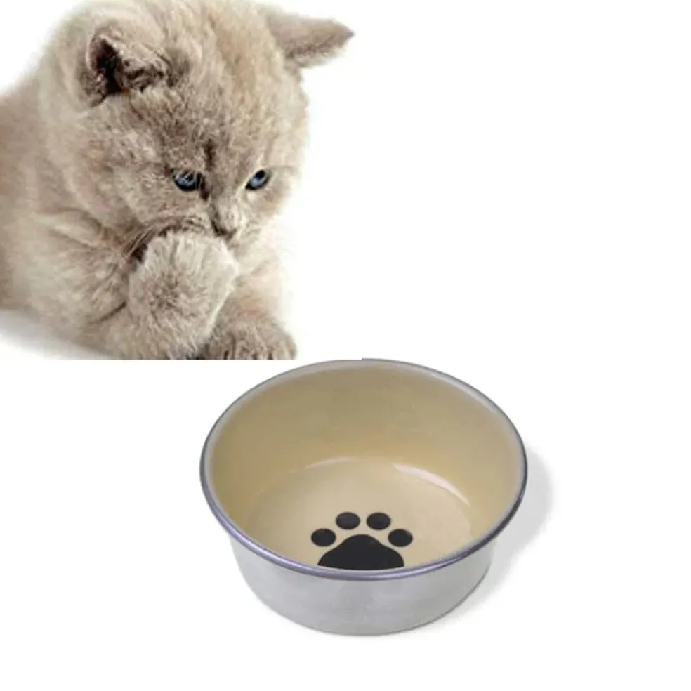 Van Ness Decorated Stainless Cat Dish, Color Varies, 8-oz