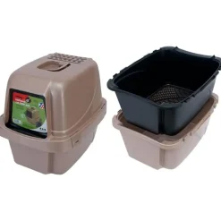Van Ness Plastics Enclosed Sifting Cat Litter Box, Beige, Large