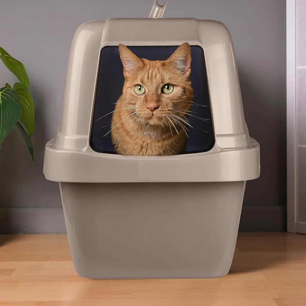 Van Ness Plastics Enclosed Sifting Cat Litter Box, Beige, Large