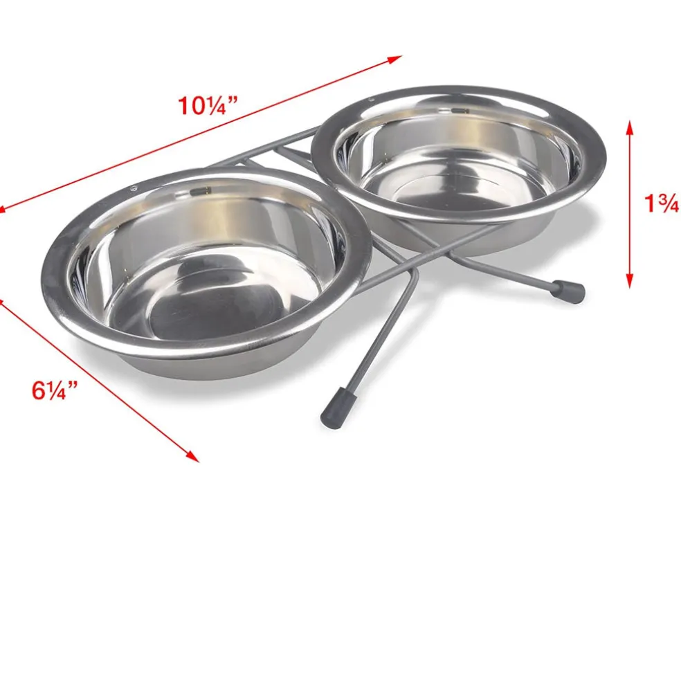 Van Ness Plastics Stainless Steel Double Dish w/Wire Rack, Silver