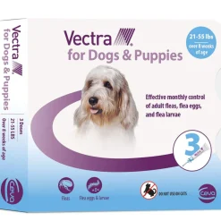 Vectra Flea and Tick Spot Treatment for Medium Dogs & Puppies, 21-55 lbs
