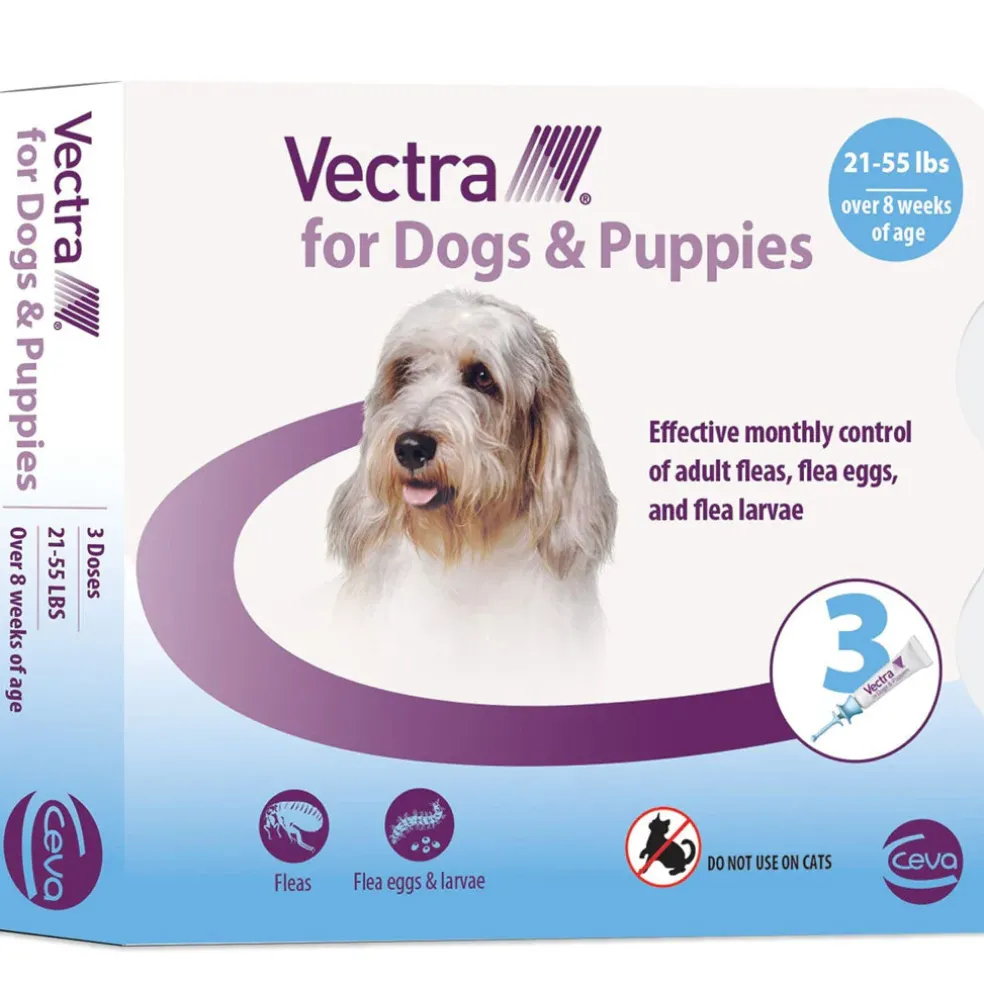 Vectra Flea and Tick Spot Treatment for Medium Dogs & Puppies, 21-55 lbs