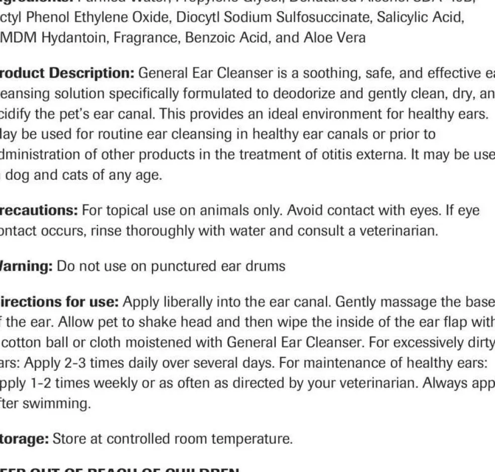 Vet Basics General Ear Cleanser for dogs & cats, Gallon