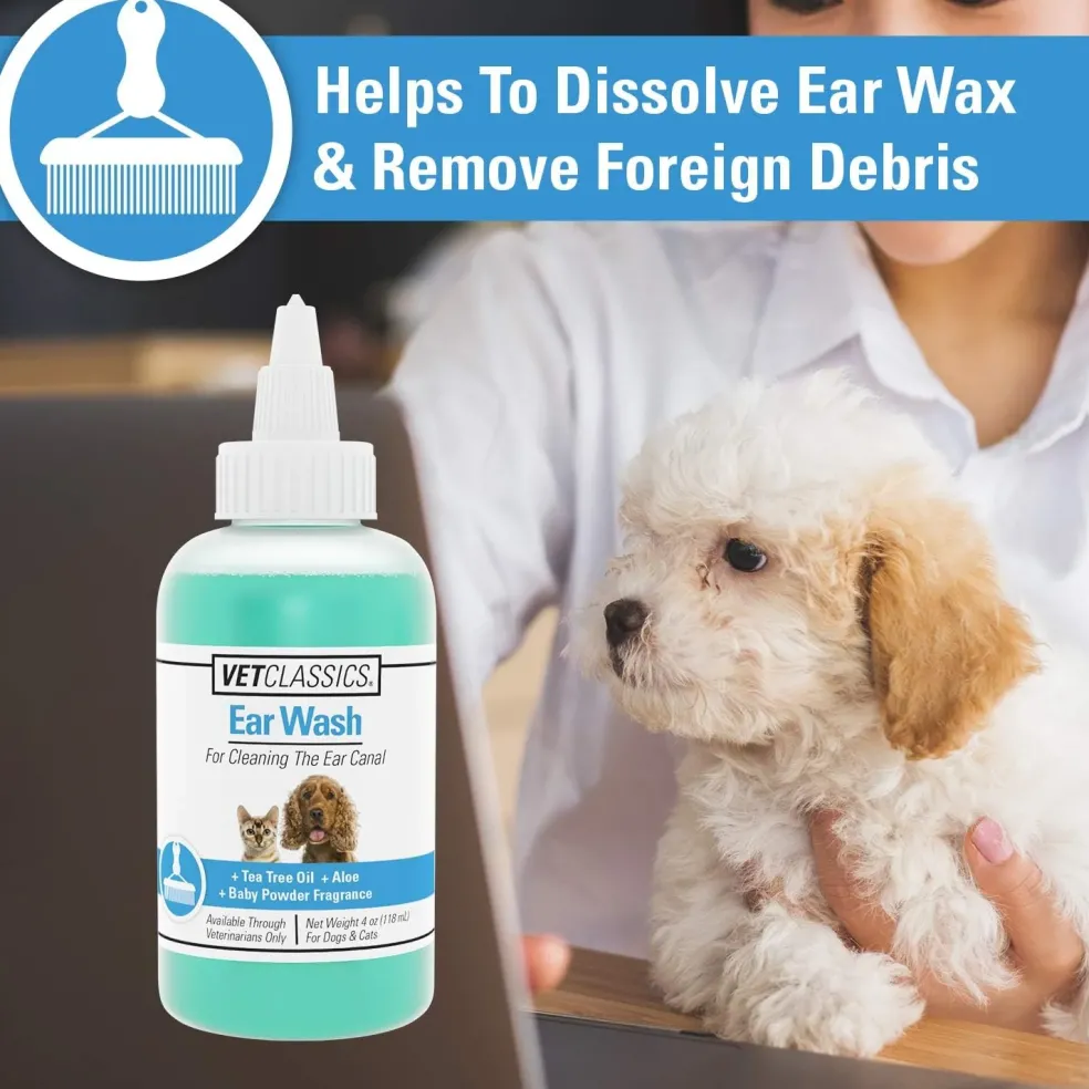 Vet Classics Ear Wash with Tea Tree Oil for Dogs & Cats (4 oz)