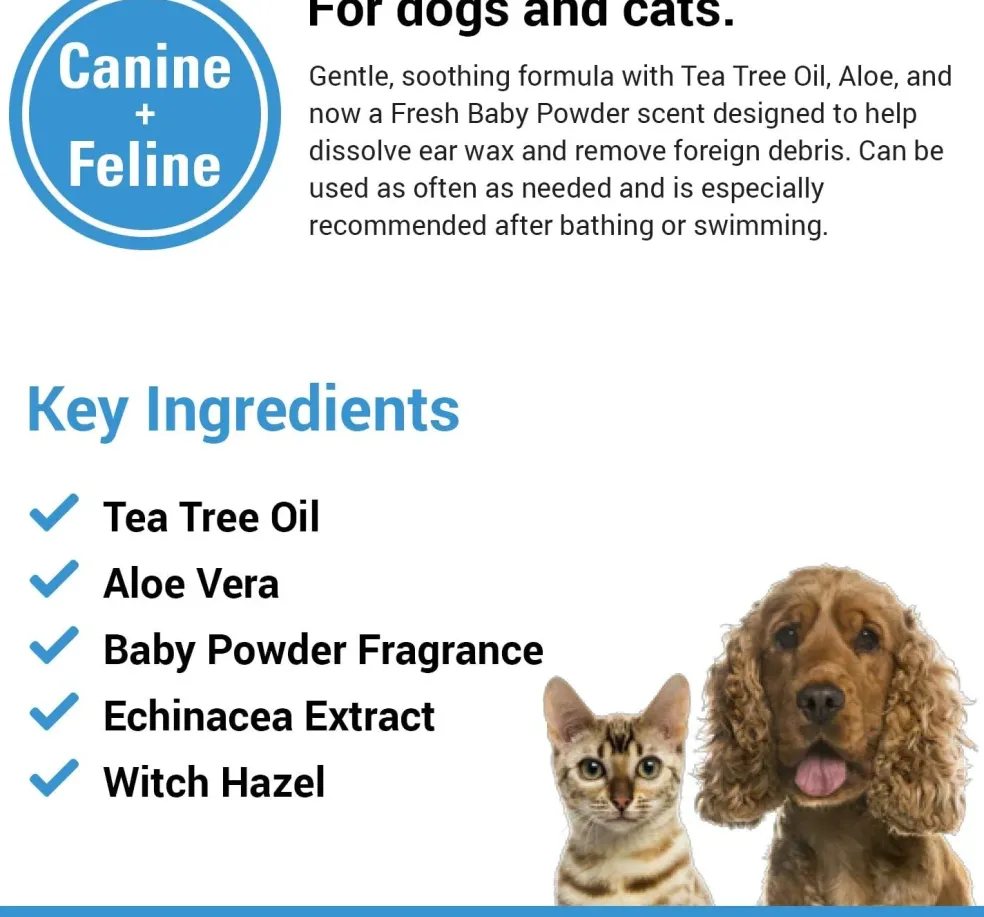 Vet Classics Ear Wash with Tea Tree Oil for Dogs & Cats (4 oz)