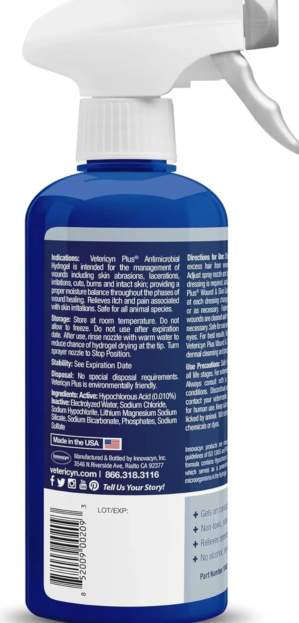 Vetericyn Plus Antimicrobial Wound & Skin Hydrogel Spray For Pets