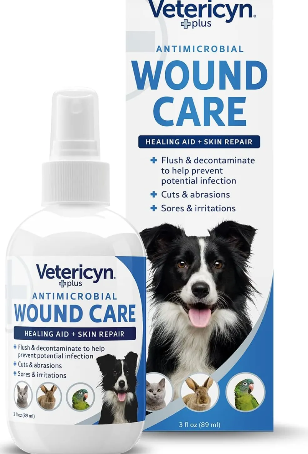 Vetericyn Plus Antimicrobial Wound & Skin Care Spray for Dogs, Cats, Horses & Small Animals