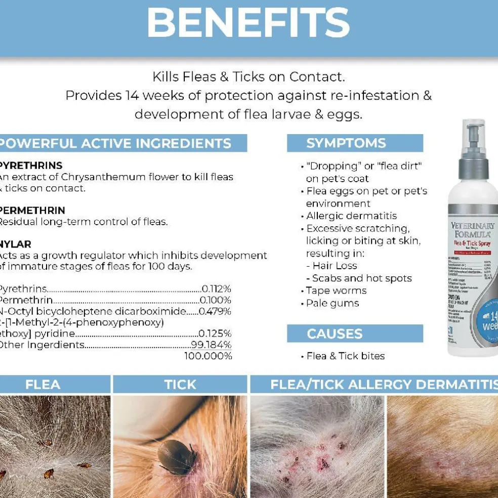 Veterinary Formula Clinical Care Flea & Tick Spray for Dogs (8 oz)