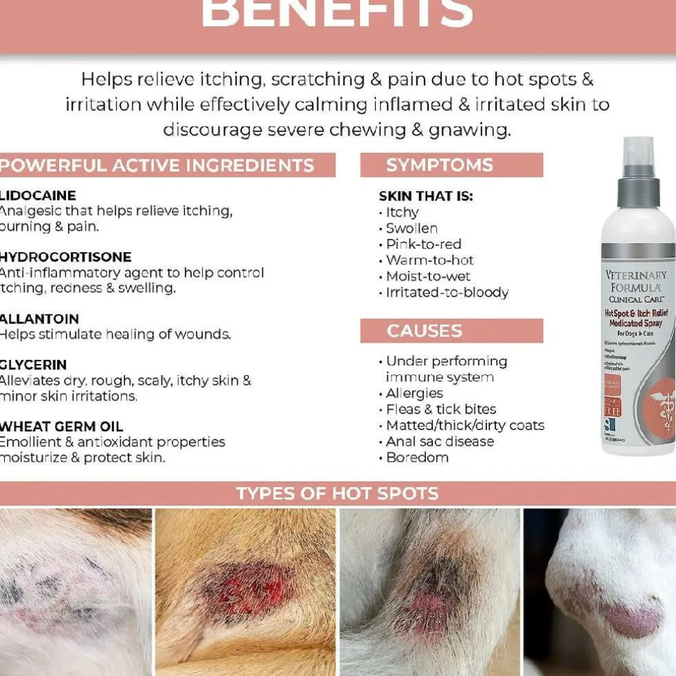 Veterinary Formula Clinical Care Hot Spot & Itch Relief Medicated Spray For Dogs & Cats (8 oz)