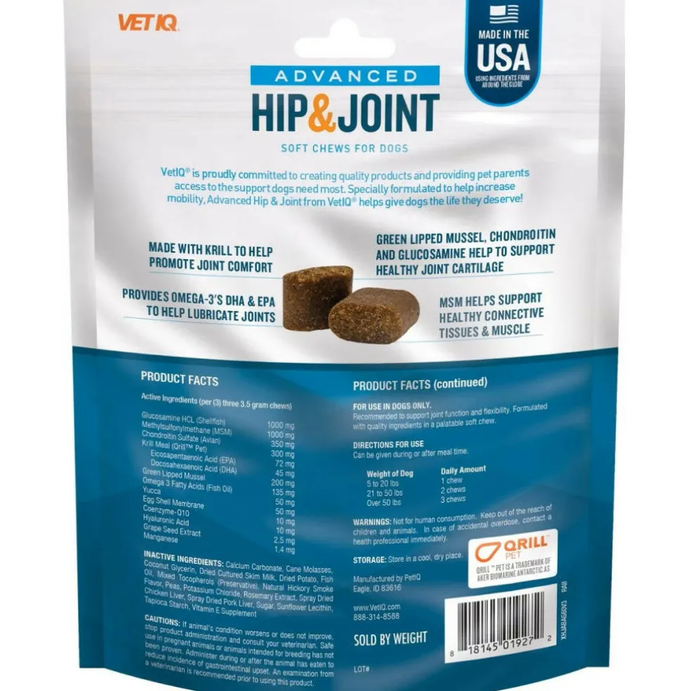 VetIQ Advanced Hip & Joint Supplement for Dogs (60 soft chews)