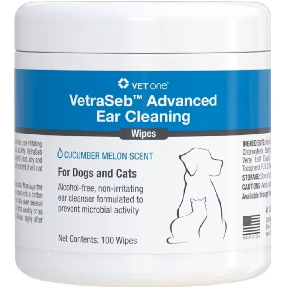 VetOne VetraSeb Advanced Ear Cleaning Wipes For Pets (100 ct)