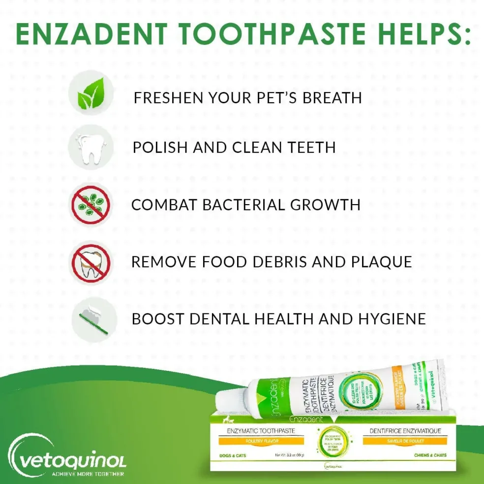 Vetoquinol Enzadent Enzymatic Poultry-Flavored Toothpaste for Dogs & Cats (90g tube)