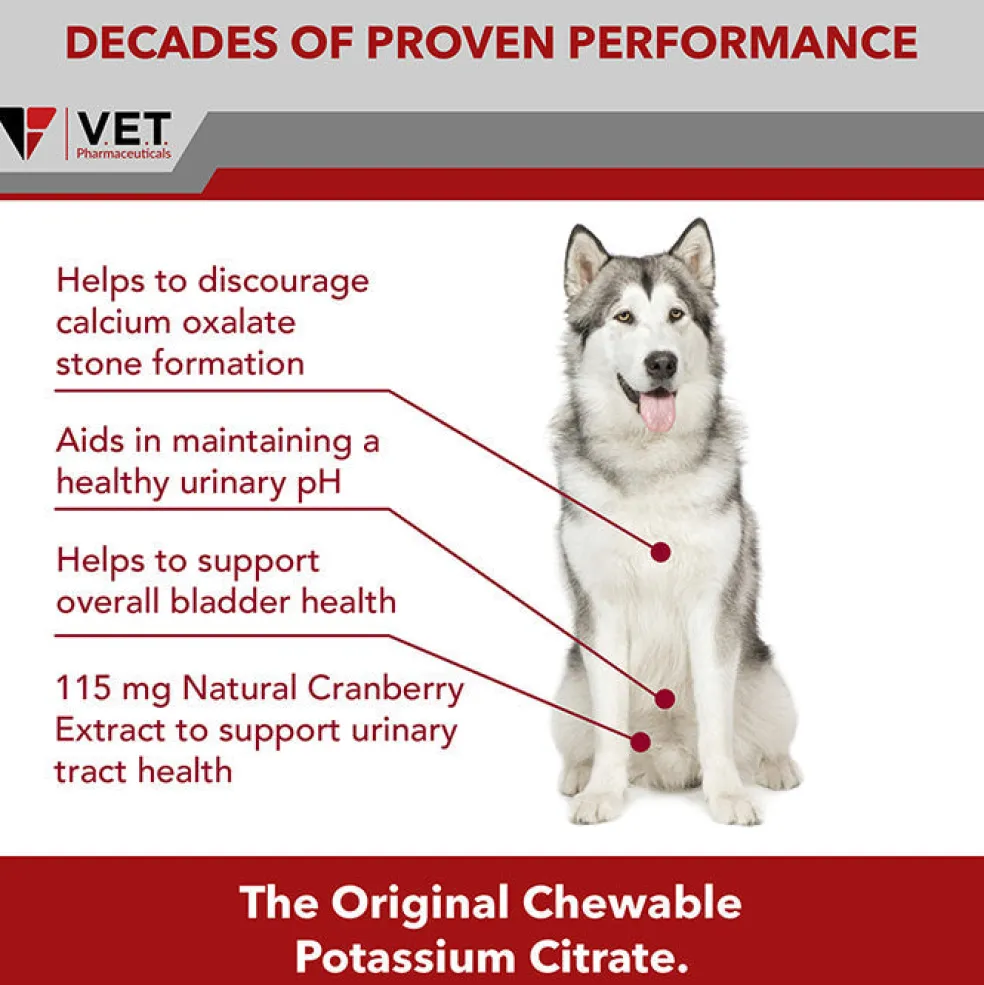 V.E.T Pharmaceuticals K-CIT-V Plus Cranberry Chewable Tablets for Dogs, 100-count