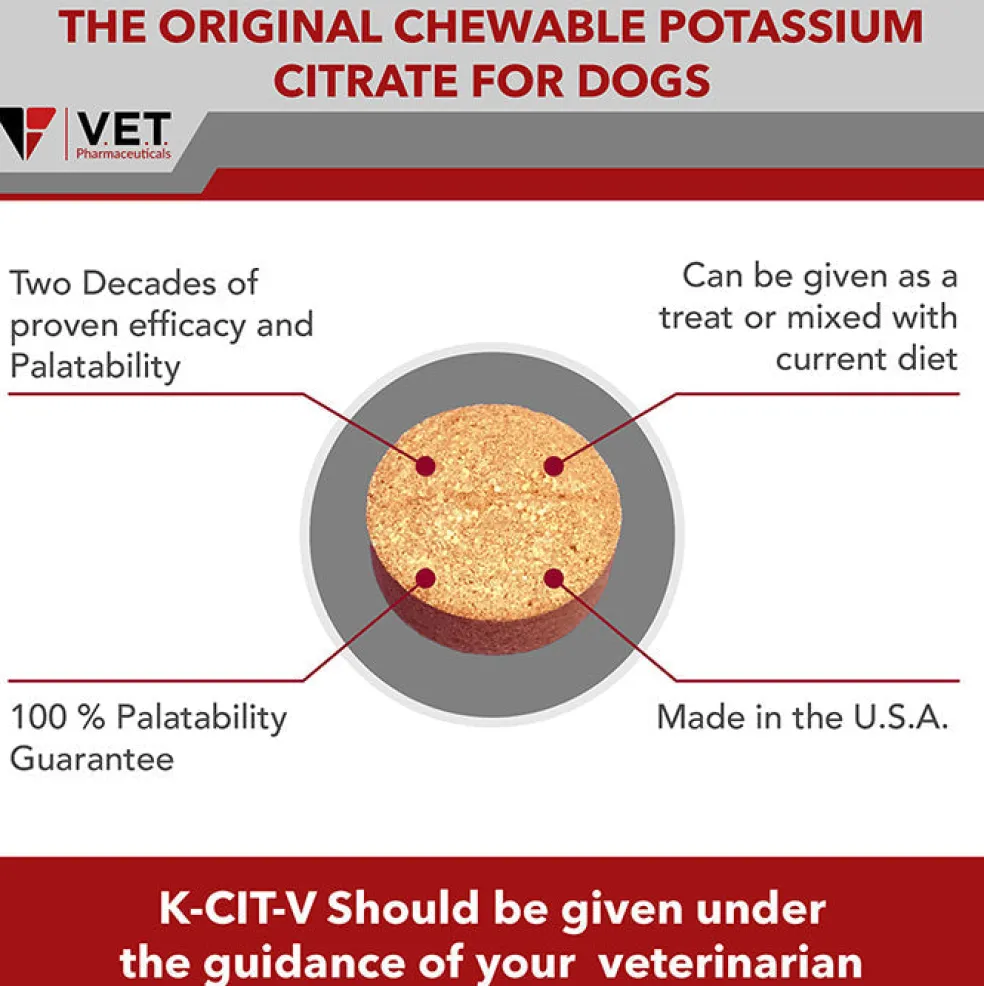 V.E.T Pharmaceuticals K-CIT-V Plus Cranberry Chewable Tablets for Dogs, 100-count