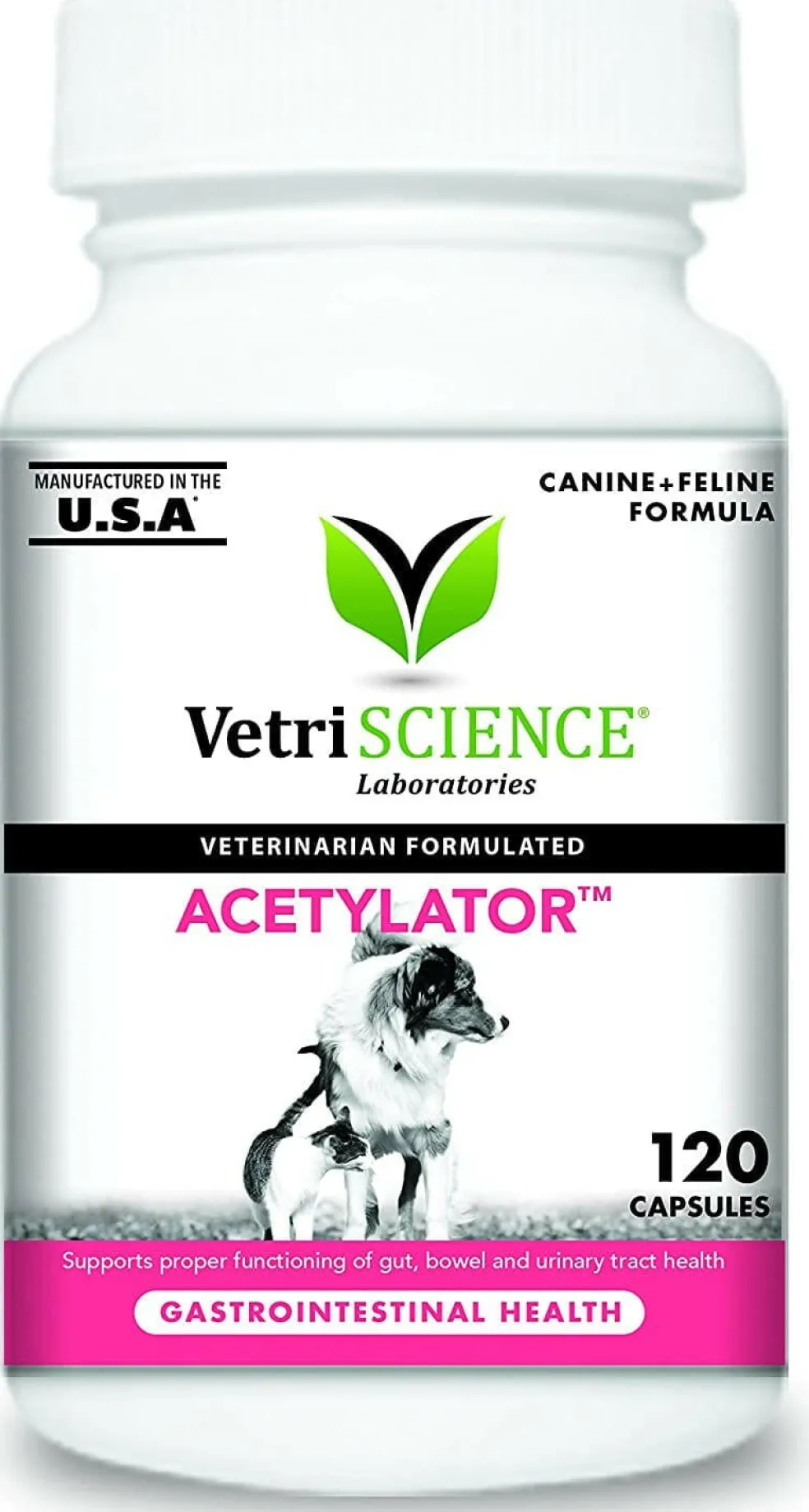 VetriScience Acetylator Digestive Supplement for Cats & Dogs (120 caps)