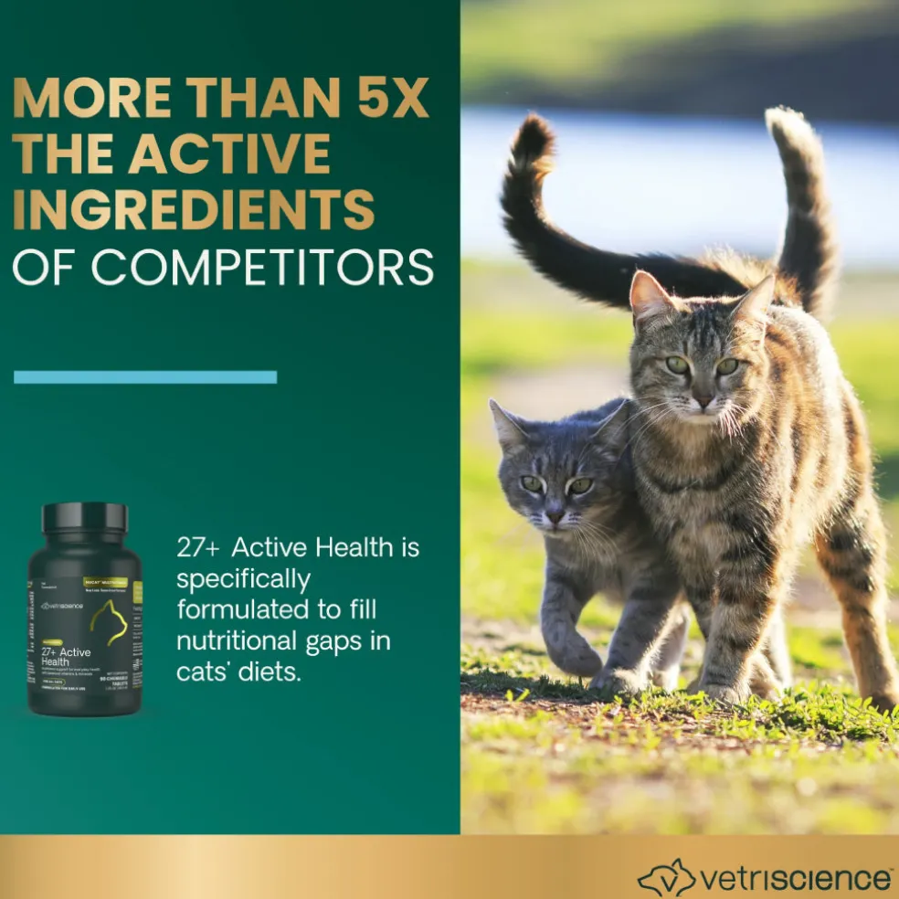 VetriScience 27+ Active Health NuCat Multivitamin Tablets for Cats (90 Chewable Tablets)