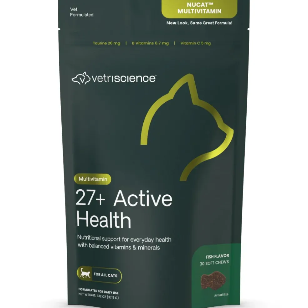 VetriScience 27+ Active Health NuCat MultiVitamin Chews for Cats (30 Soft Chews)