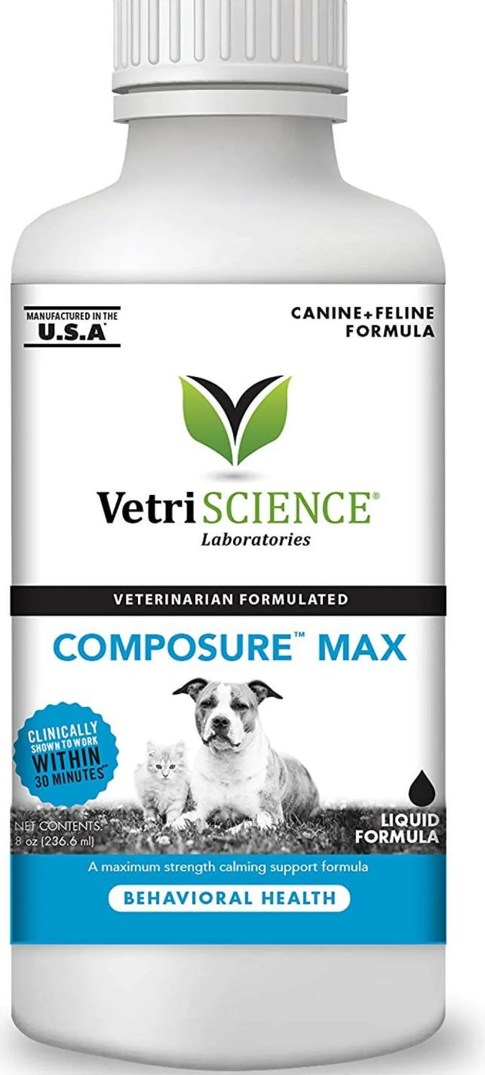 VetriScience Composure Liquid Calming Supplement for Cats & Dogs (8 oz)