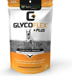 VetriScience Extra Strength Healthy Hip & Joint GlycoFlex Plus for Small Dogs, Duck Flavor (60 Chews)
