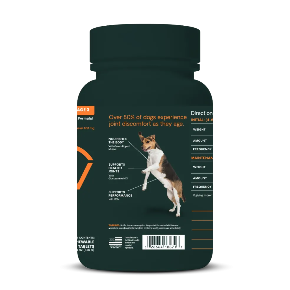 VetriScience GlycoFlex Stage 3 Joint Supplement for Dogs (120 chewable tablets)