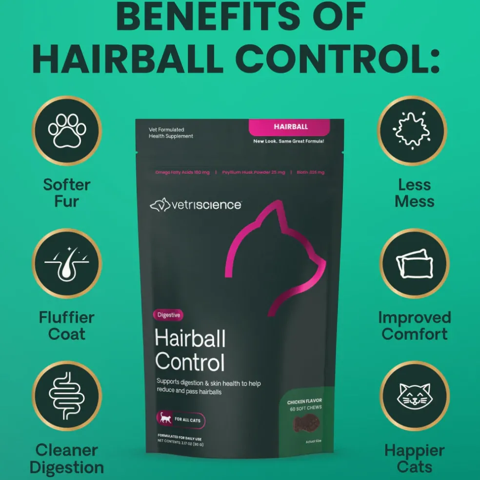 VetriScience Hairball Control Chews for Cats (60 Soft Chews)