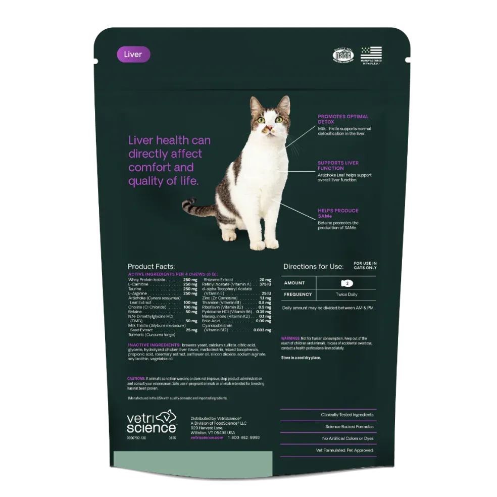 VetriScience Liver Health Support Supplement for Cats (120 Soft Chews)