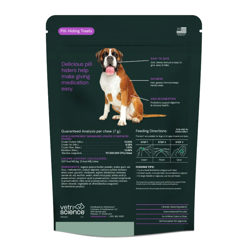 VetriScience Pinchers X-Large Pill Hiding Treats For Dogs, Peanut Butter Flavor