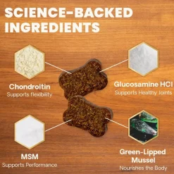 VetriScience Ultimate Strength Healthy Hip & Joint GlycoFlex Plus Soft Chews for Dogs, Duck Flavor