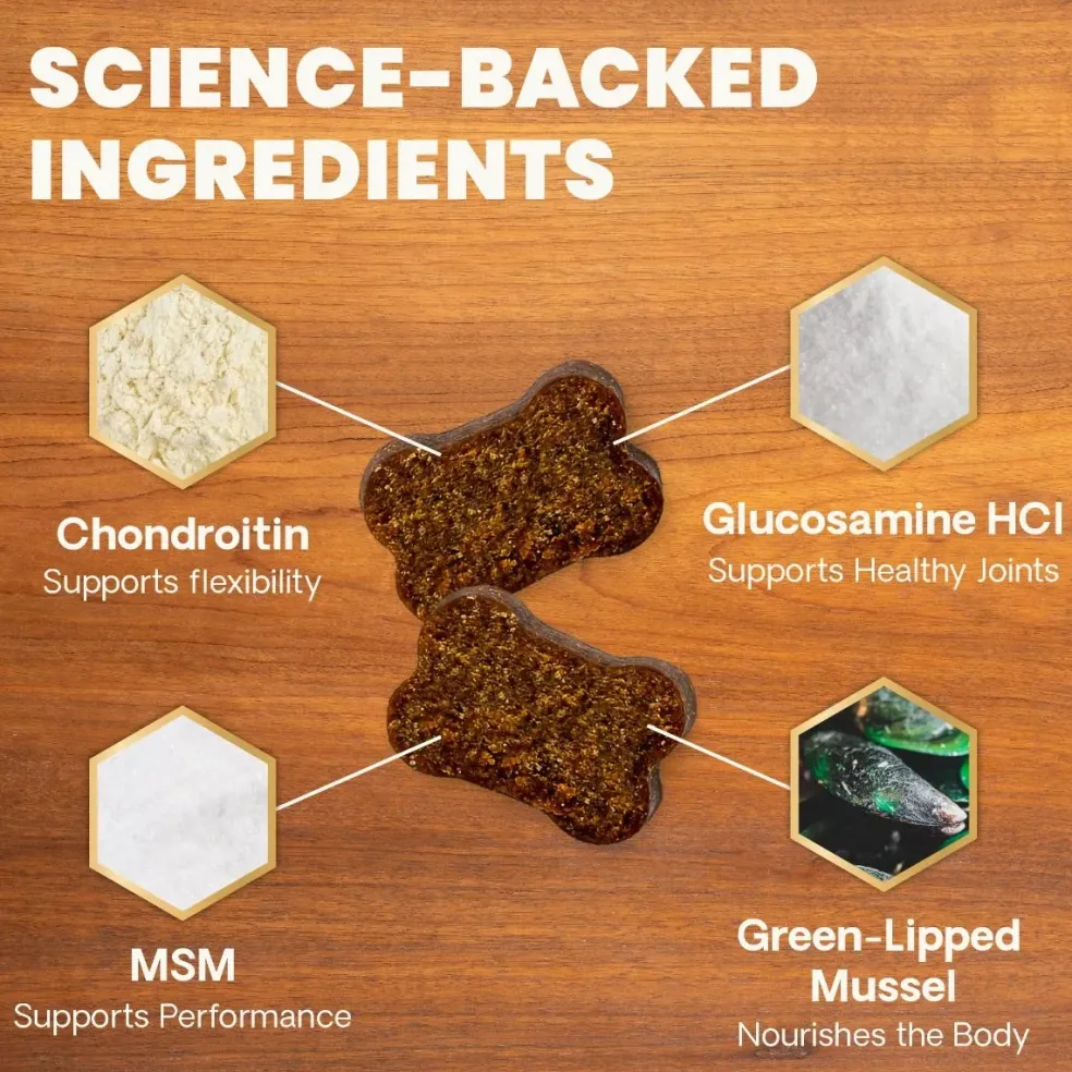 VetriScience Ultimate Strength Healthy Hip & Joint GlycoFlex Plus Soft Chews for Dogs, Duck Flavor