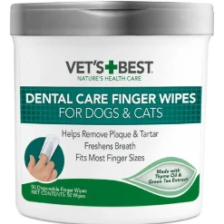 Vet's Best Dental Care Finger Wipes For Dogs & Cats (50 count)