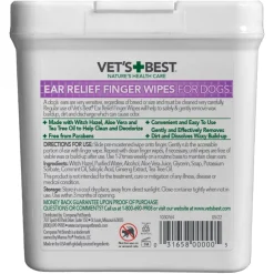 Vet's Best Ear Relief Finger Wipes for Dogs (50 ct)
