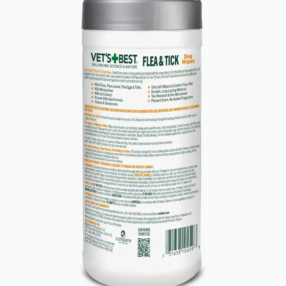 Vet's Best Flea and Tick Wipes for Dogs (50 ct)