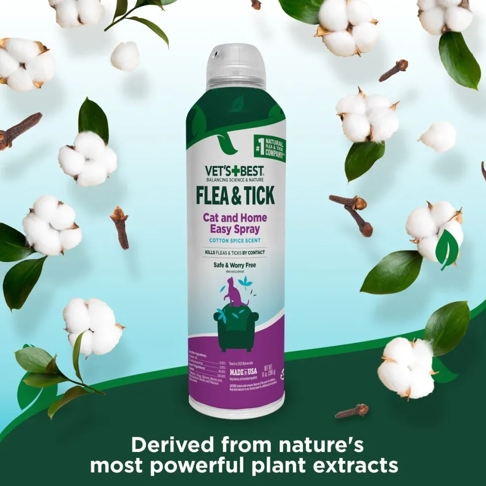 Vet's Best Flea & Tick Cat and Home Spray Cotton Spice Scent (14 oz)