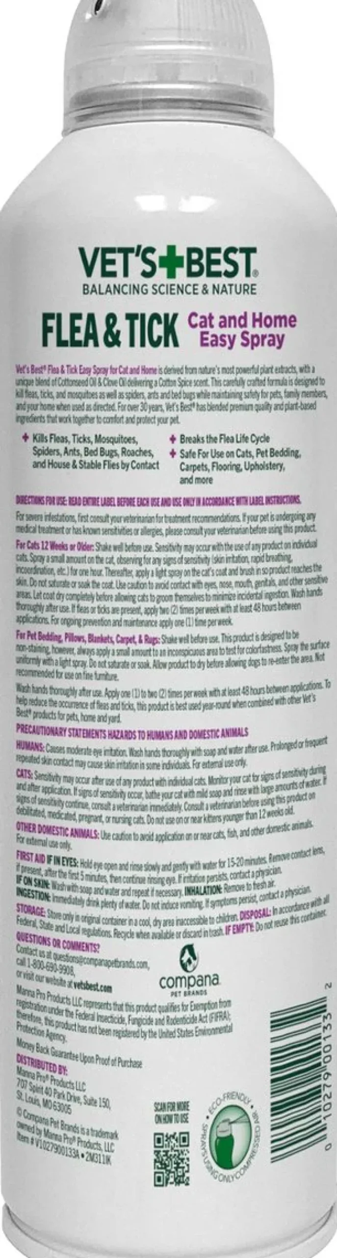 Vet's Best Flea & Tick Cat and Home Spray Cotton Spice Scent (14 oz)