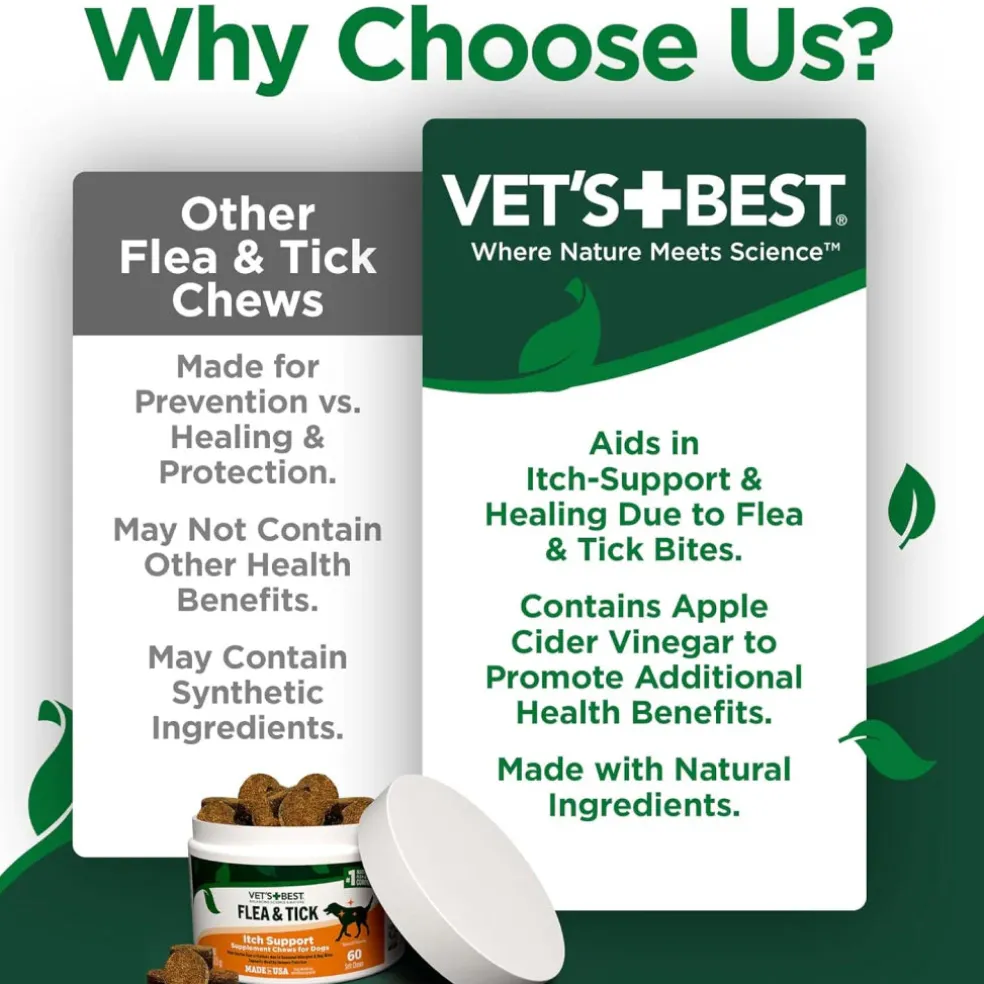 Vet's Best Flea & Tick Itch Support Supplement for Dogs (60 soft chews)