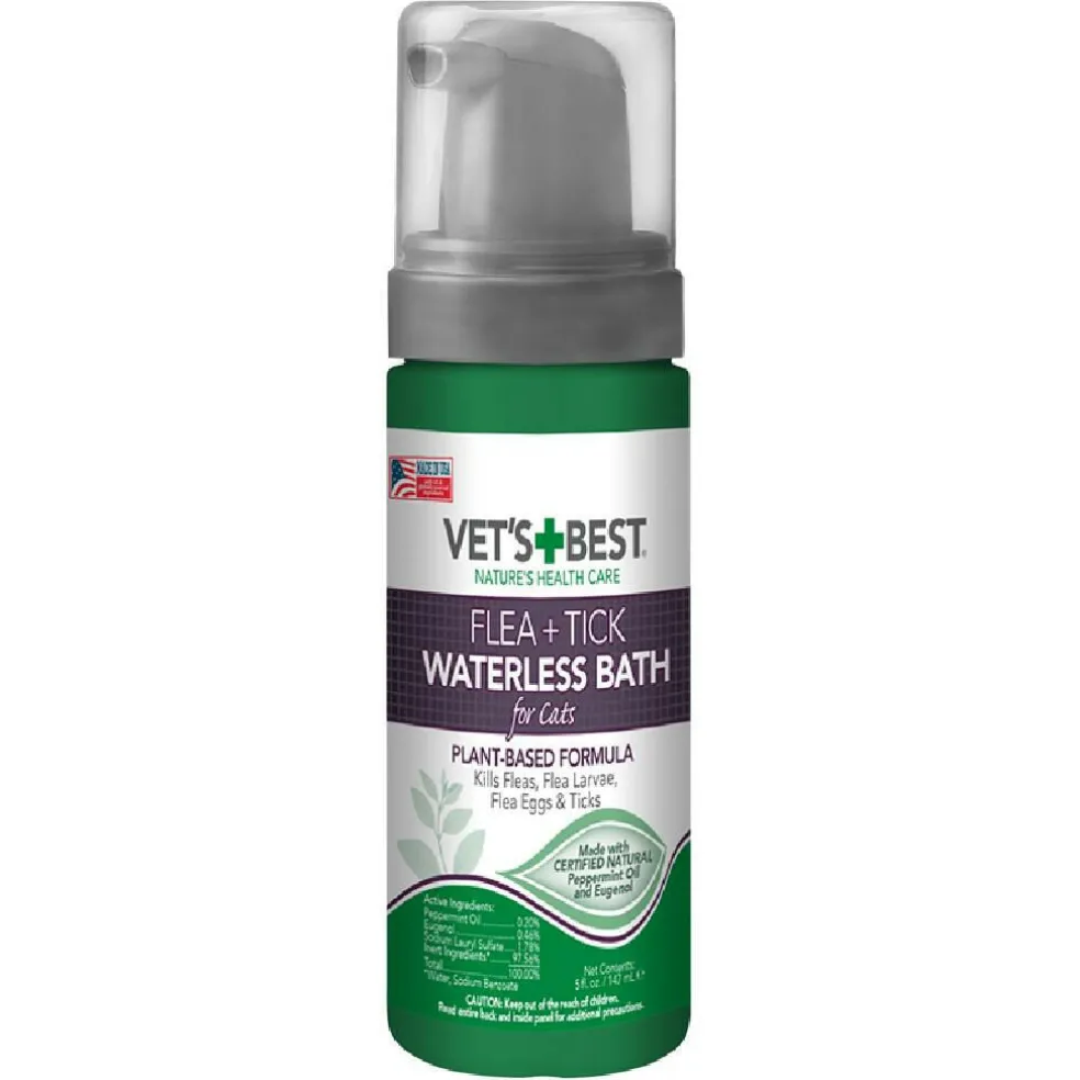 Vet's Best Flea + Tick Waterless Bath for Cats (5 oz)