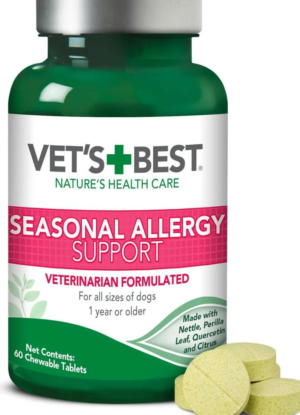 Vet's Best Seasonal Allergy Support Chewable Tablets For Dogs (60 Tablets)