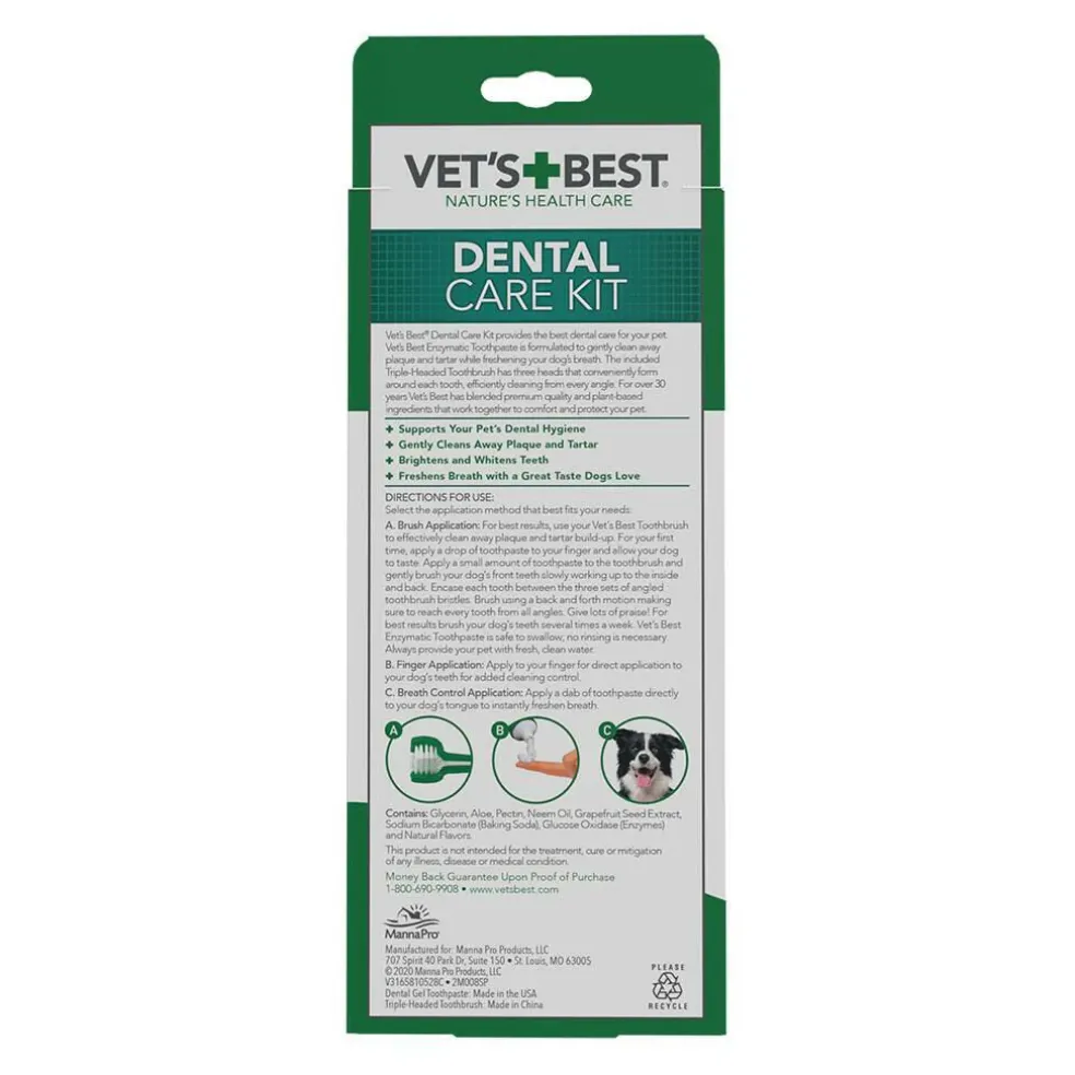 Vet’s Best Toothbrush and Enzymatic Toothpaste Set For Dogs
