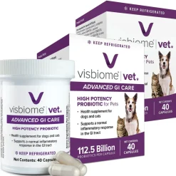Visbiome Vet High Potency Probiotic Capsules for Pets, 40-count