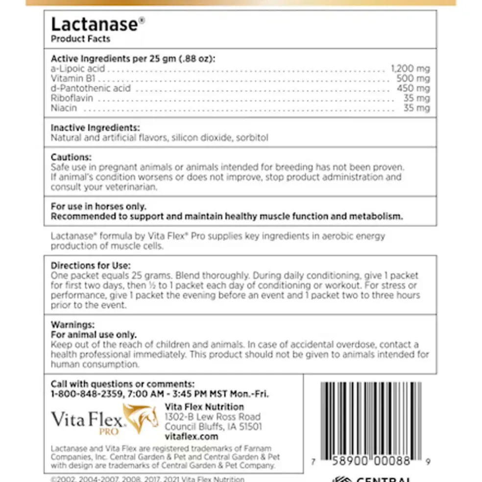 Vita Flex Lactanase Performance Supplement for Horses, (25 g)