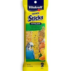 Vitakraft Crunch Sticks Honey, Egg, Orange, Apricot, Sesame & Banana Variety Pack Treats for Parakeets, 3 Sitcks