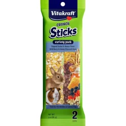 Vitakraft Crunch Sticks Popped Grains, Honey & Wild Berry Variety Pack Treats for Rabbits & Guinea Pigs, 2 Sitcks