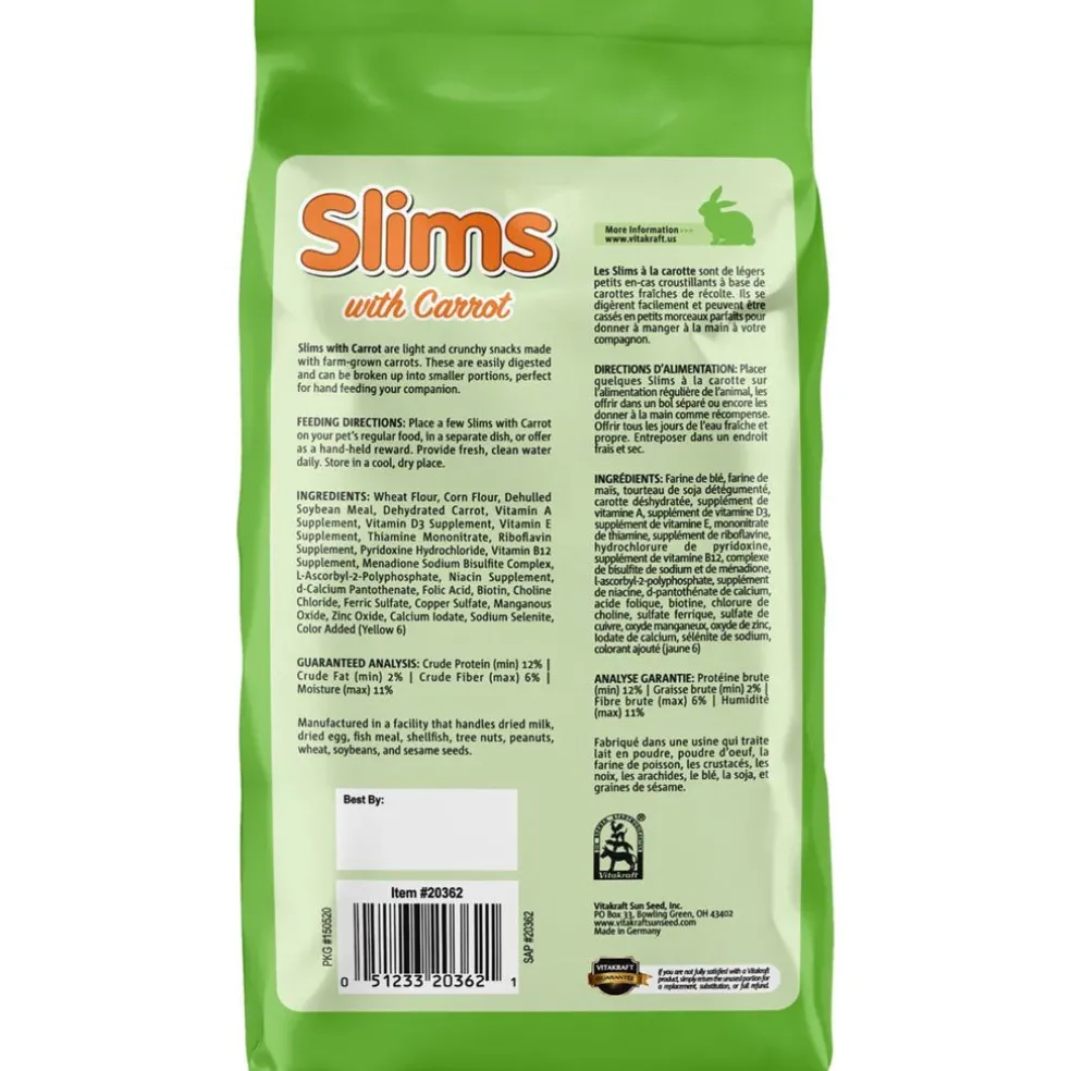 Vitakraft Slims with Carrot Nibble Stick Treats for Rabbits, Guinea Pigs & Other Small Animals
