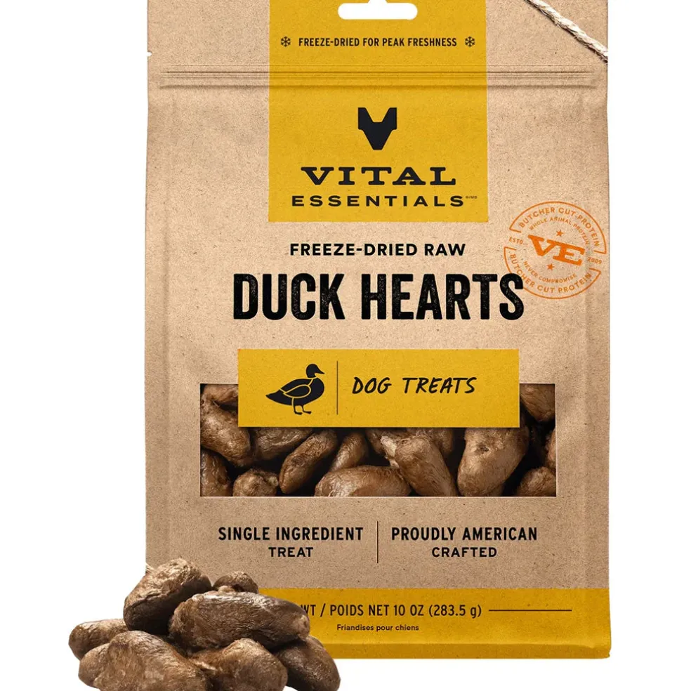 Vital Essentials Freeze-Dried Raw Duck Hearts Dog Treats, 10-oz