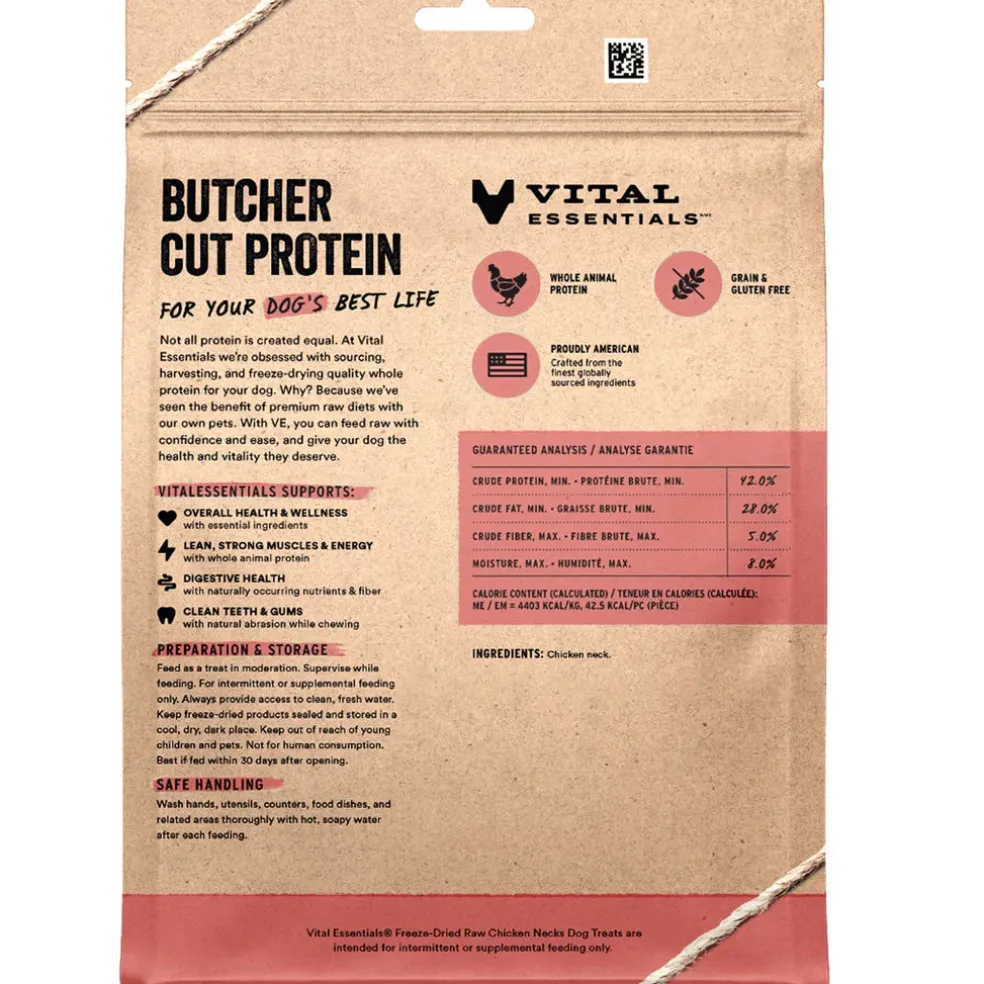 Vital Essentials Freeze-Dried Raw Chicken Necks Dog Treats, 9-oz