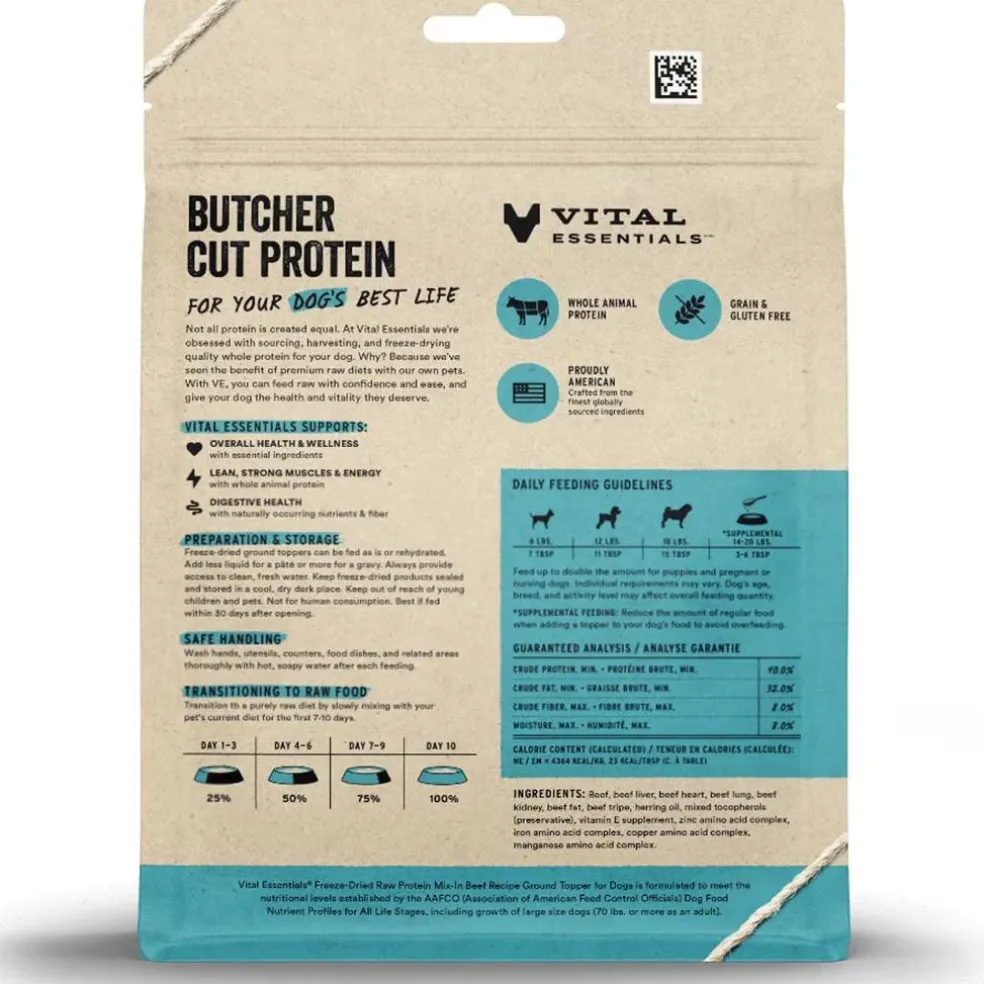 Vital Essentials Freeze-Dried Raw Protein Mix-In Ground Topper for Dogs
