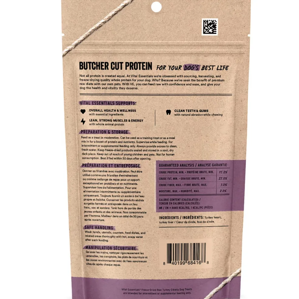 Vital Essentials Freeze-Dried Turkey Giblets Treats for Dogs, 2-oz