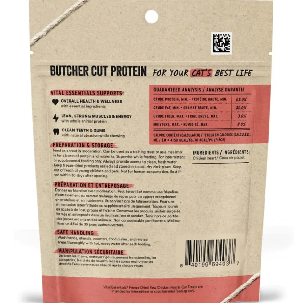 Vital Essentials Freeze-Dried Raw Chicken Hearts Treats For Cats (0.8 oz)