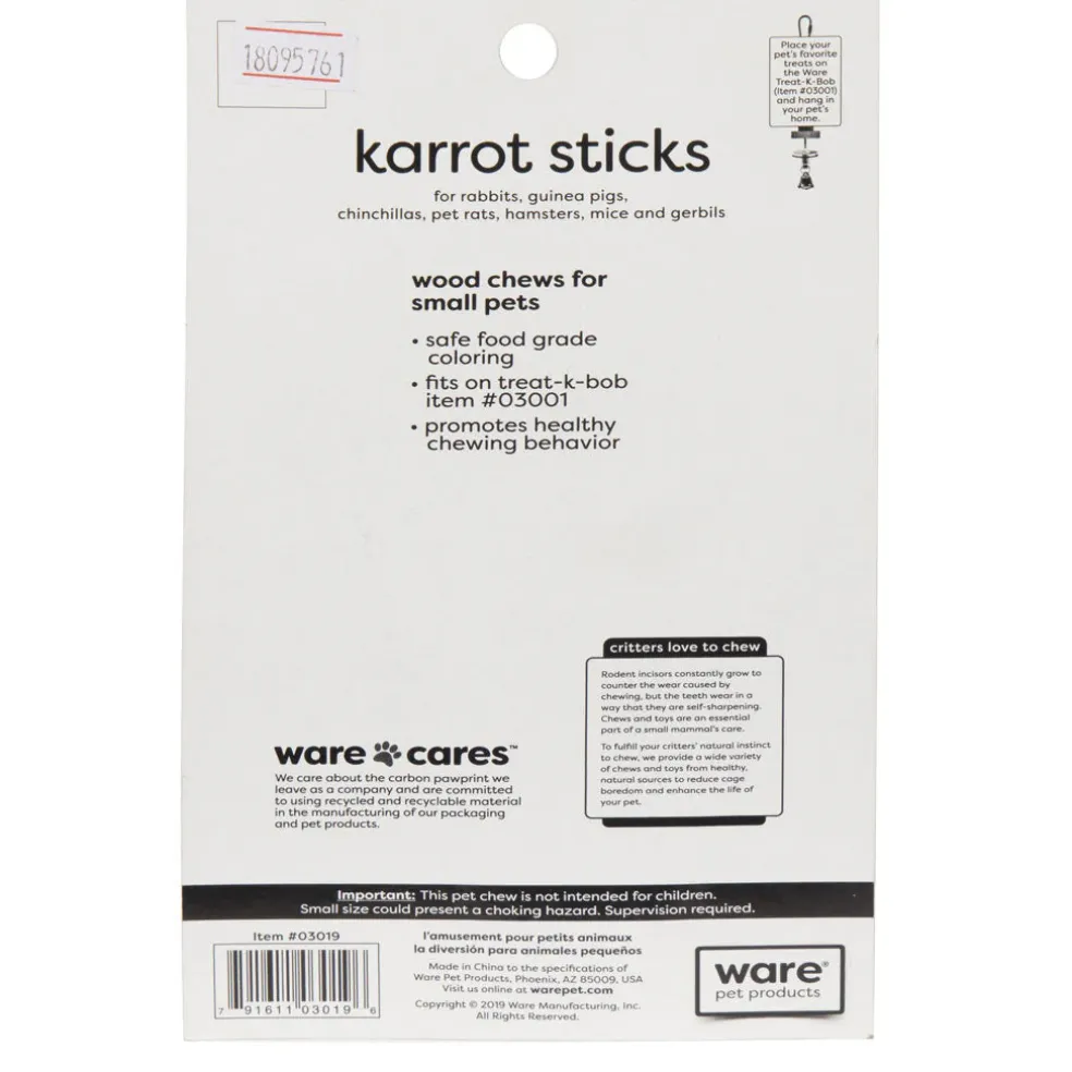 Ware Karrot Sticks for Small Animals, 3-count